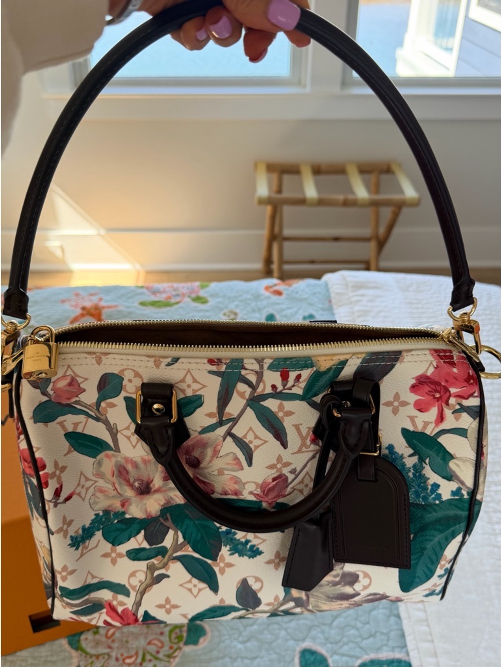 NWT...Louis Vuitton Soft Speedy 30 Eden White with Green and Pink Accents - Picture 11 of 15